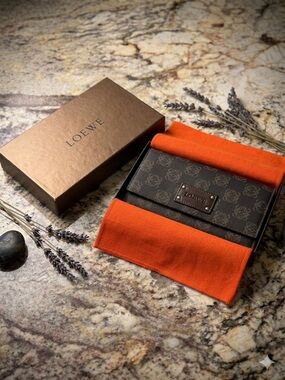 Loewe Black Anagram Canvas Wallet with full inclusion!